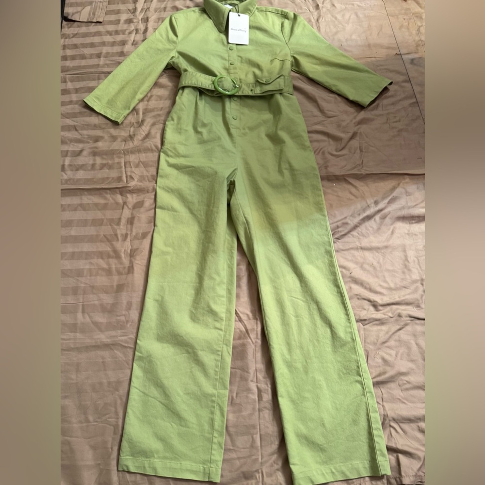 House of Sunny Light Green Belted Jumpsuit